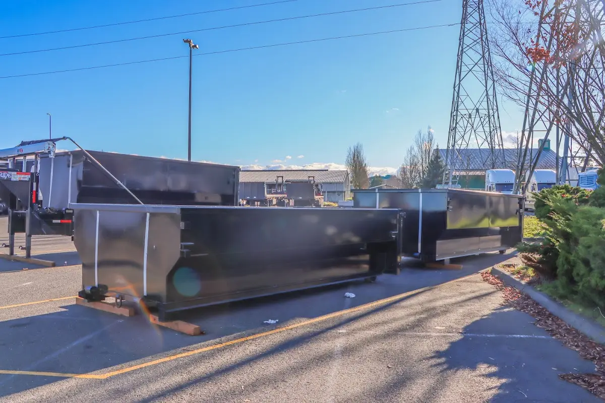 Roll-off dumpster ready for waste disposal at job site for 3 Yard Dumpster Rental in Bethel